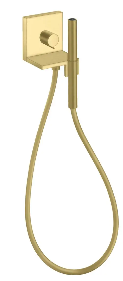 Handbrausemodul mit Anschluss für Unterputzinstallation, eckige Form und gebürstetem Messing-Finish. Produkt von AXOR für zeitgemäße Badezimmergestaltung.